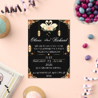 Elegant Black & Gold Wedding Invitation Template