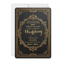 Elegant Black & Gold Wedding Invitation Template