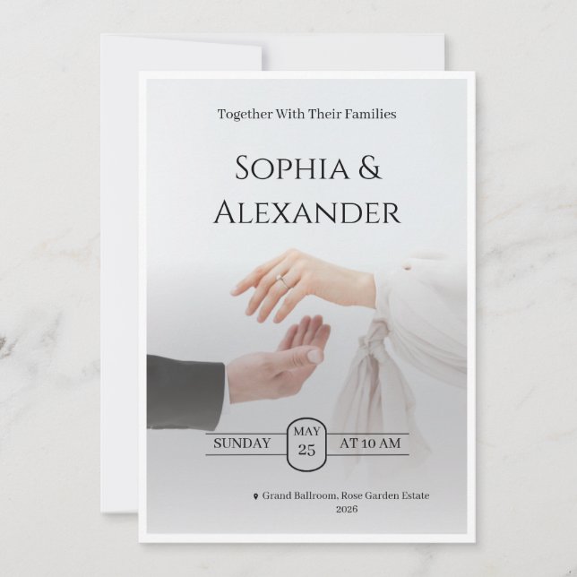 Elegant Black & Gold Wedding Invitation Template | (Front)