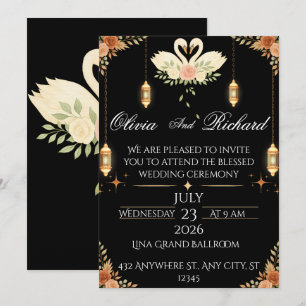 Elegant Black & Gold Wedding Invitation Template