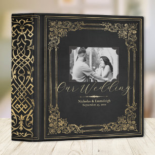 Elegant Black Gold Wedding Photo Album Binder