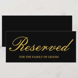 Elegant Black Gold Wedding Reserved Sign Card