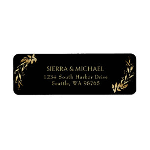 Elegant Black Gold Wedding Return Address