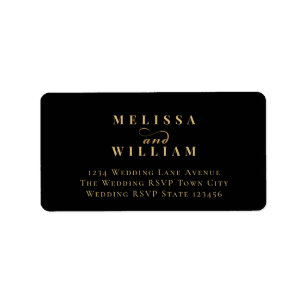 Elegant Black Gold Wedding Return Address Label