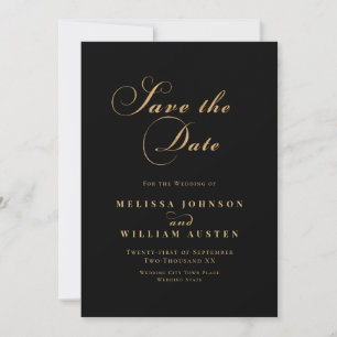 Elegant Black Gold Wedding Save The Date