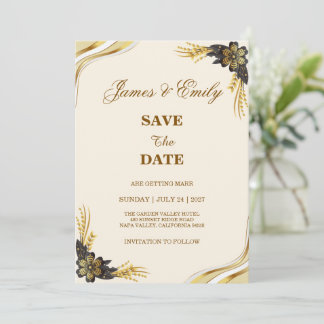 Elegant Black & Gold Wedding Save The Date