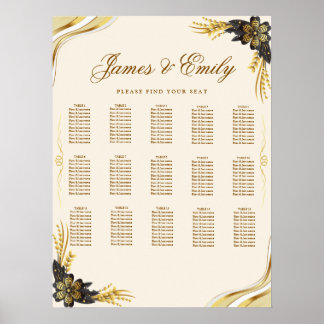 Elegant Black & Gold Wedding Seating Chart