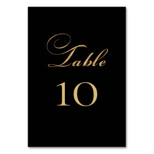 Elegant Black Gold Wedding Table Number
