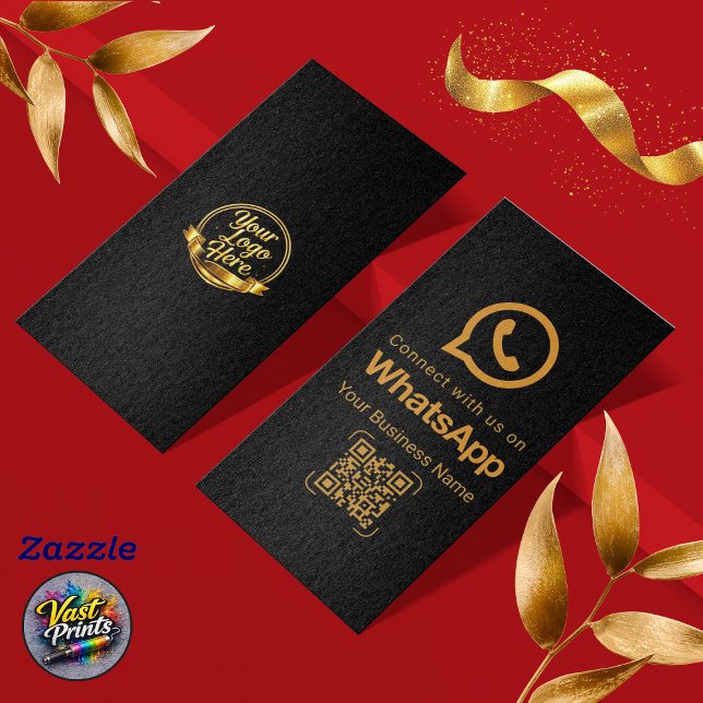 Elegant Black Gold WhatsApp QR Code Business Card (Elegant Black Gold WhatsApp QR Code Business Card)