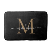 Elegant Black Gold White Monogram Girly Script
