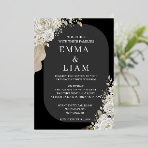Elegant Black Gold White Rose Arch Wedding