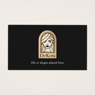 Elegant Black Gold Woman's Face  Beauty Salon Spa