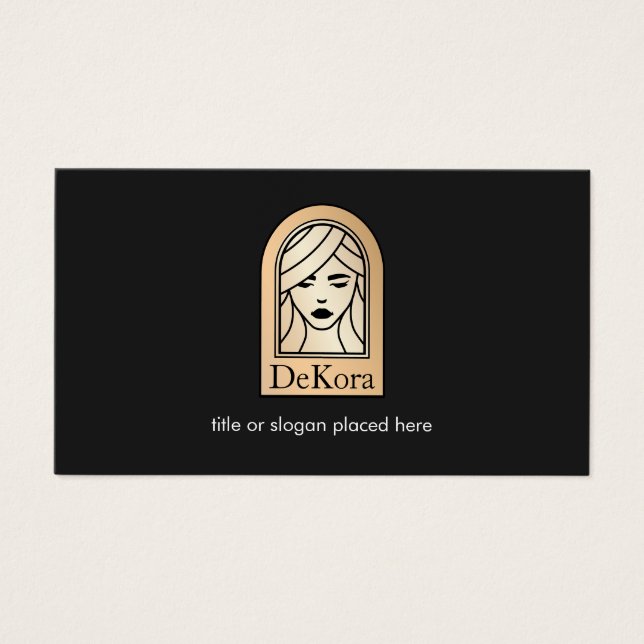 Elegant Black Gold Woman's Face  Beauty Salon Spa (Front)