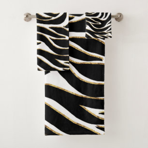 Elégant Black Gold Zebra Poster de animal blanc