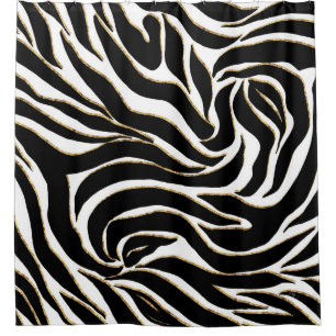 Elegant Black Gold Zebra White Animal Print