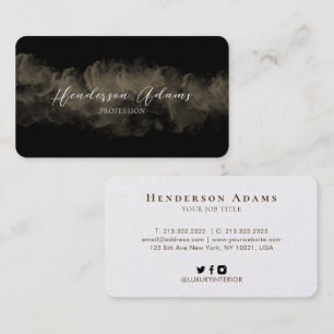 Elegant Black Golden Cloudy Abstract Signature Business Card