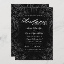 Elegant Black Gothic Damask Moody Handfasting