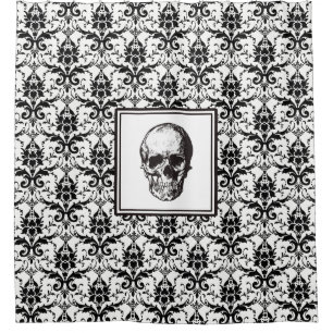 Elegant Black Gothic Damask Pattern Skull