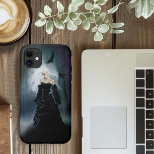 Elegant Black Gothic Mysterious Woman Ravens Mist iPhone 11 Case