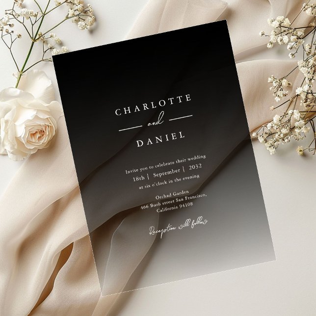 Elegant Black Gradient Acrylic Wedding Invitations (Elegant Black Gradient Acrylic Wedding Invitations)