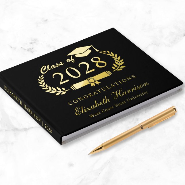 Elegant Black Graduation Party Guest Book (Creator Uploaded)