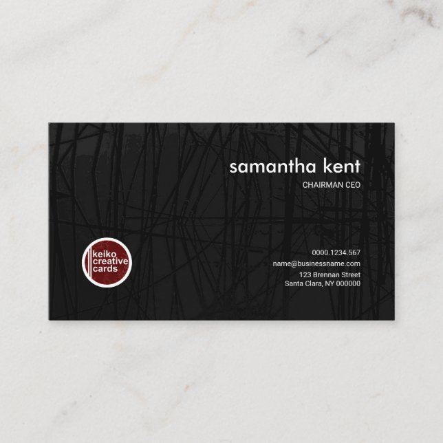 Elegant Black Graffiti Grunge CEO Chairman Business Card (Front)
