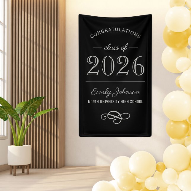 Elegant Black Gray Class of 2026 Graduate Banner (Creator Uploaded)