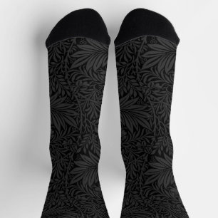 Elegant Black Gray Floral Pattern Socks