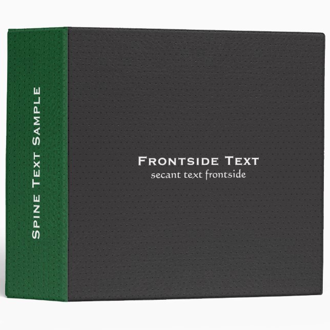 Elegant Black & Green Leather Texture Print Binder (Front/Spine)