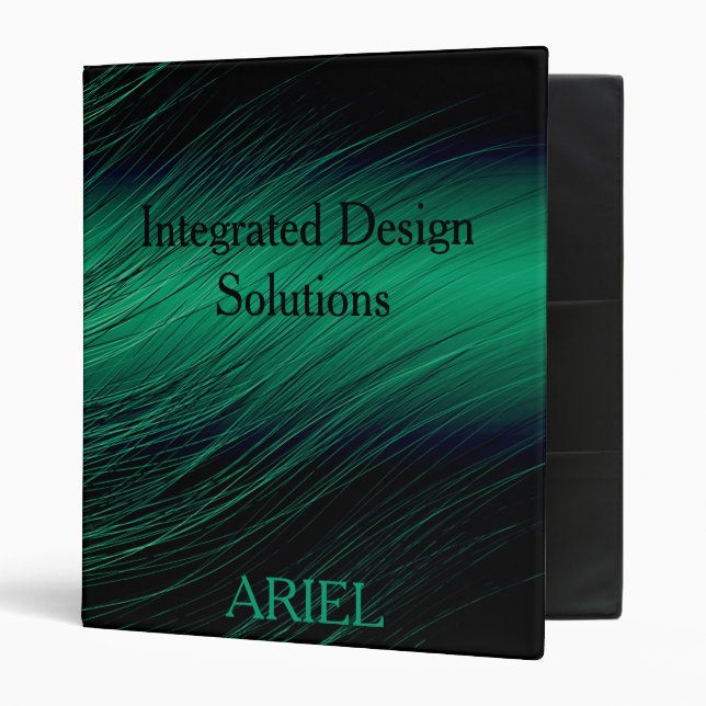 Elegant Black Green Personalized Professional  3 R Binder (Front/Inside)