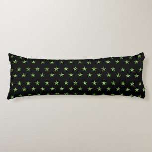 Elegant Black Green Stars Sparkle Glam Bedding Body Pillow