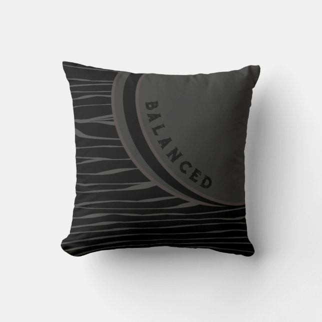 Elegant Black Grey Abstract Typography Balanced Throw Pillow (Front)