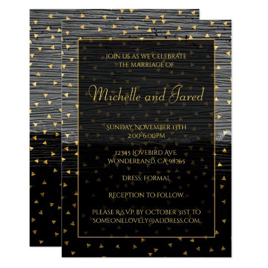 Elegant Black Grey and Gold Triangles Card