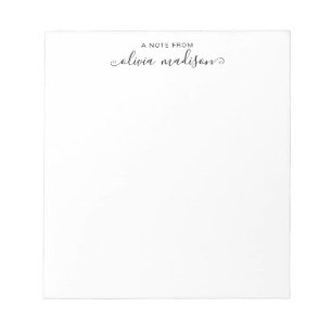 Elegant Black Grey Classic Feminine Girly Script Notepad