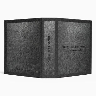 Elegant Black & Grey Faux Leather Texture Binder