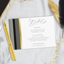 Elegant Black Grey Gold Stripe Wedding Details