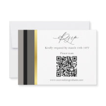 Elegant Black Grey Gold Stripes Typography Wedding