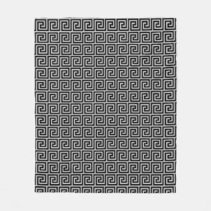 Elegant Black & Grey Greek Pattern Fleece Blanket