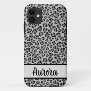 Elegant Black grey Leopard cheetah pattern   iPhone 11 Case