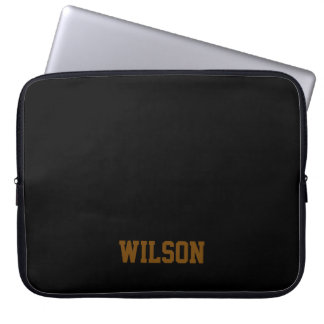 Elegant black &grey monogram name  laptop sleeve