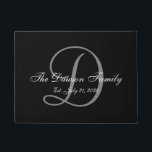 Elegant Black Grey Monogram Name Newlyweds Wedding Doormat<br><div class="desc">Personalized black and white and grey monogram design with bride and groom last name and wedding date on a black background. Makes a unique and great gift for newlyweds. Great for new house together. Customize with your name,  monogram initial and wedding date and colours. Elke Clarke©</div>