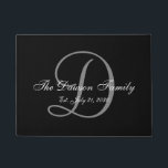 Elegant Black Grey Monogram Name Newlyweds Wedding Doormat<br><div class="desc">Personalized black and white and grey monogram design with bride and groom last name and wedding date on a black background. Makes a unique and great gift for newlyweds. Great for new house together. Customize with your name,  monogram initial and wedding date and colours. Elke Clarke©</div>