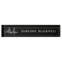 Elegant Black Grey Monogram Script