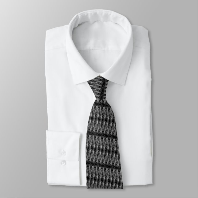 Elegant Black Grey Neck Tie (Tied)
