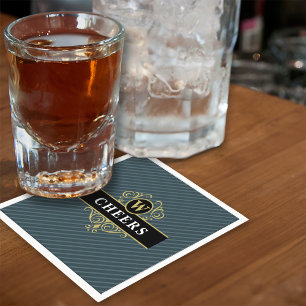 Elegant Black Grey Pinstripe Pattern Napkin