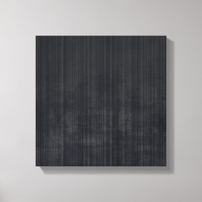 Elegant Black Grey rustic fibre striped abstract Canvas Print (Front)