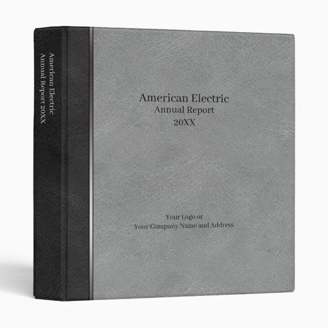 Elegant Black Grey Silver Faux Leather Binder (Front/Spine)