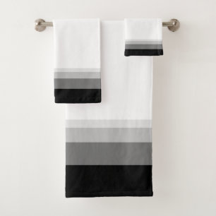 Elegant Black & Grey Stripes Bath Towel Set