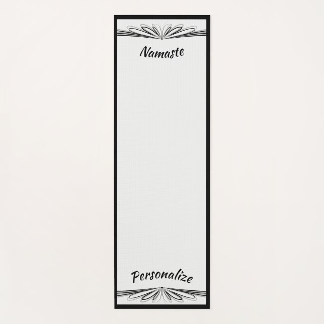 Elegant Black Grey Zen Yoga Namaste Personalized Mat (Front)
