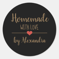 Elegant black homemade with love gold script 